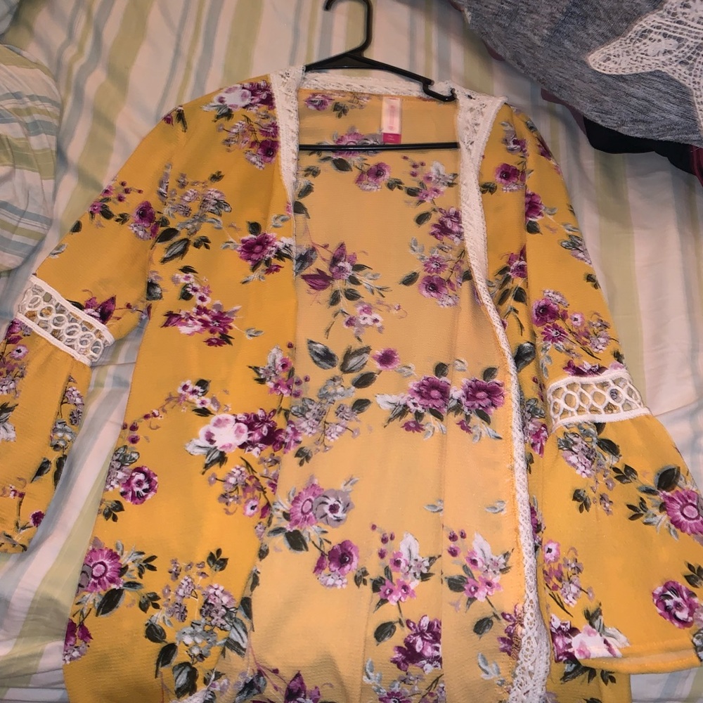 Yellow floral cardigan